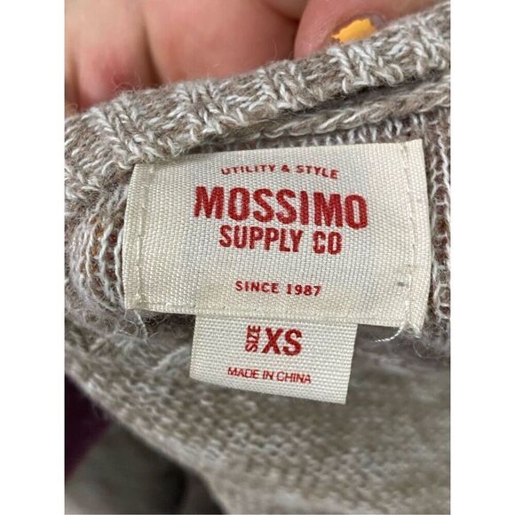 MOSSIMO Supply Co Blue\Tan Stripe Short Sleeve Crochet Top Women’s Size xs - Picture 3 of 7